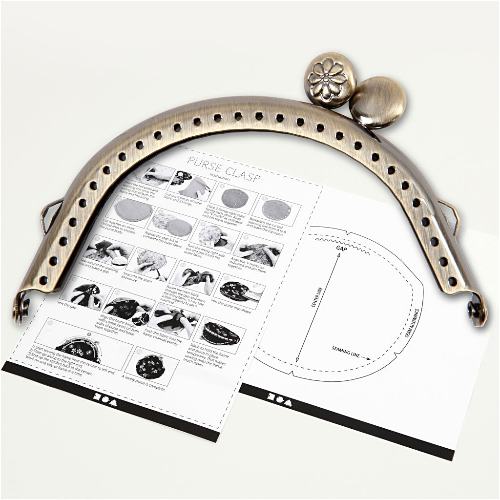 Creativ Company Geldbörsen-Schnallenset, Größe 8 cm, gebürstetes Messing, 1 Stück