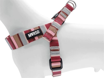 Morso Mini-Hundegeschirr, verstellbar, recyceltes Skyline-Rot-Rosa
