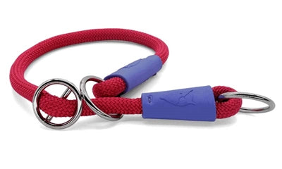 Morso Half Slip Hundehalsband, normales Seil, recycelter roter Samt, rot