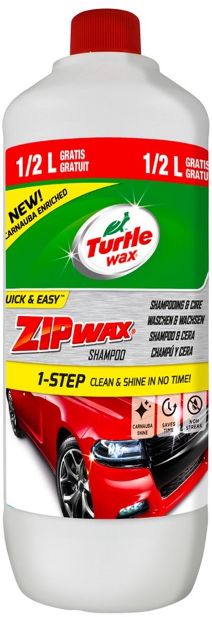 Turtle Wax Zip Wax Shampoo – konzentriert – reinigt gründlich und glänzt – füllt die vorhandene Wachsschicht auf – streifen- und fleckenfreies Finish – 1,5 Liter