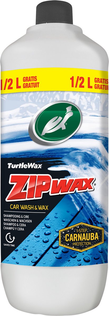 Turtle Wax Zip Wax Shampoo – konzentriert – reinigt gründlich und glänzt – füllt die vorhandene Wachsschicht auf – streifen- und fleckenfreies Finish – 1,5 Liter