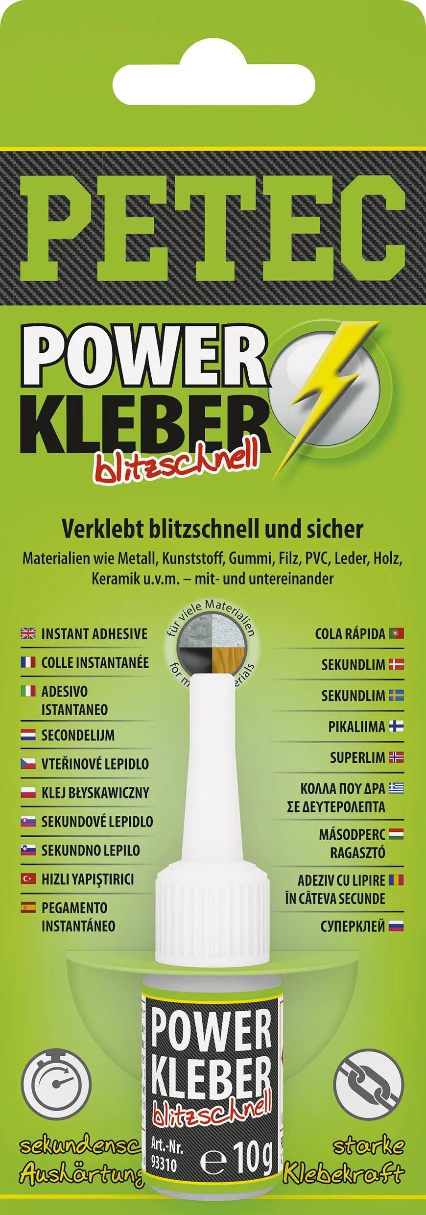 Petec Universalkleber Powerkleber Blitzschnell Zweitkleber 10g SB Wasserflasche