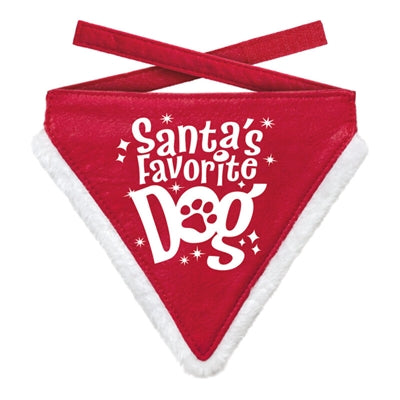 Plenty gifts Kerst bandana santa's favourite dog rood