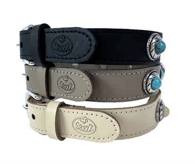 Sazzz Collar Dog Adventure in pelle di pietra nera