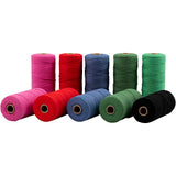 Creativ Company Makrameeschnur, L: 315 m, Stärke 1 mm, dünne Qualität 12 12, kräftige Farben, 10x220 g 1 Box