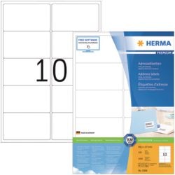 Herma-Adressetiketten ohne Marke, weiß, 99,1 x 57, Premium, A4, 1000 Stück.
