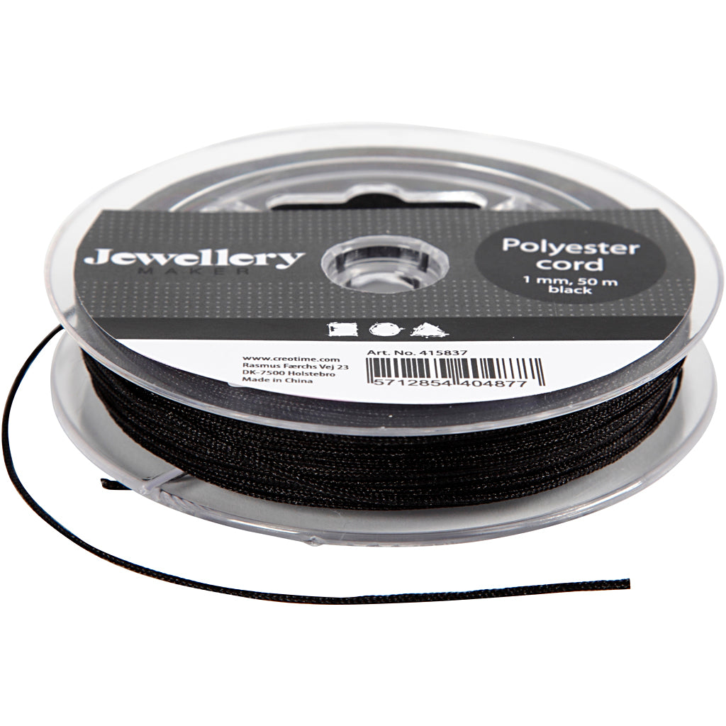 Kreativfirma Polyester Cord Black, 50 m