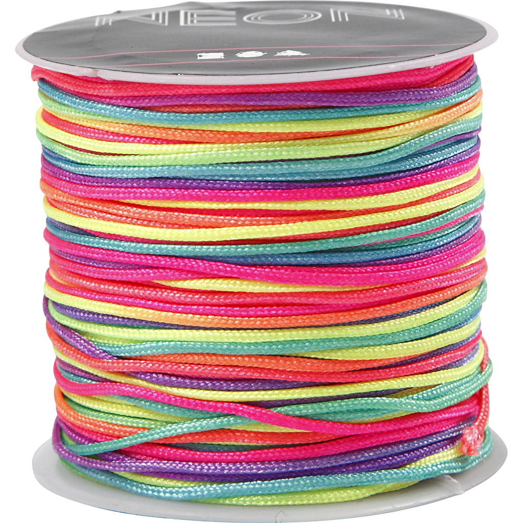 Creativ Company Makrameeschnur, Stärke 1 mm, Neonfarben, 28 m 1 Rolle