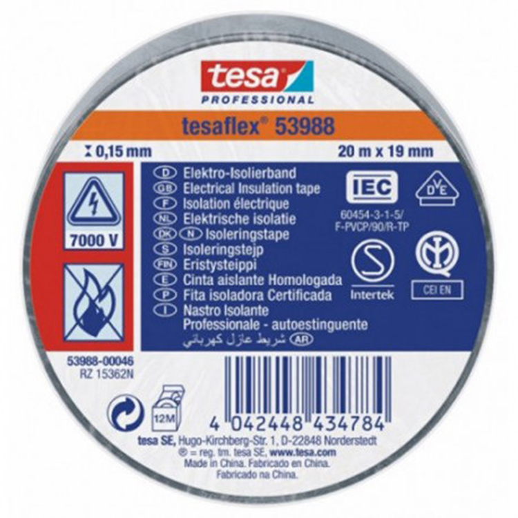 Tesa Isolierband grau 19mm 20mtr | 10 Stück