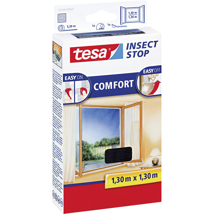 Tesa 1050472 - h l premium win.Fliegengitter1,3x1,3m anthrazit | 8 Stück