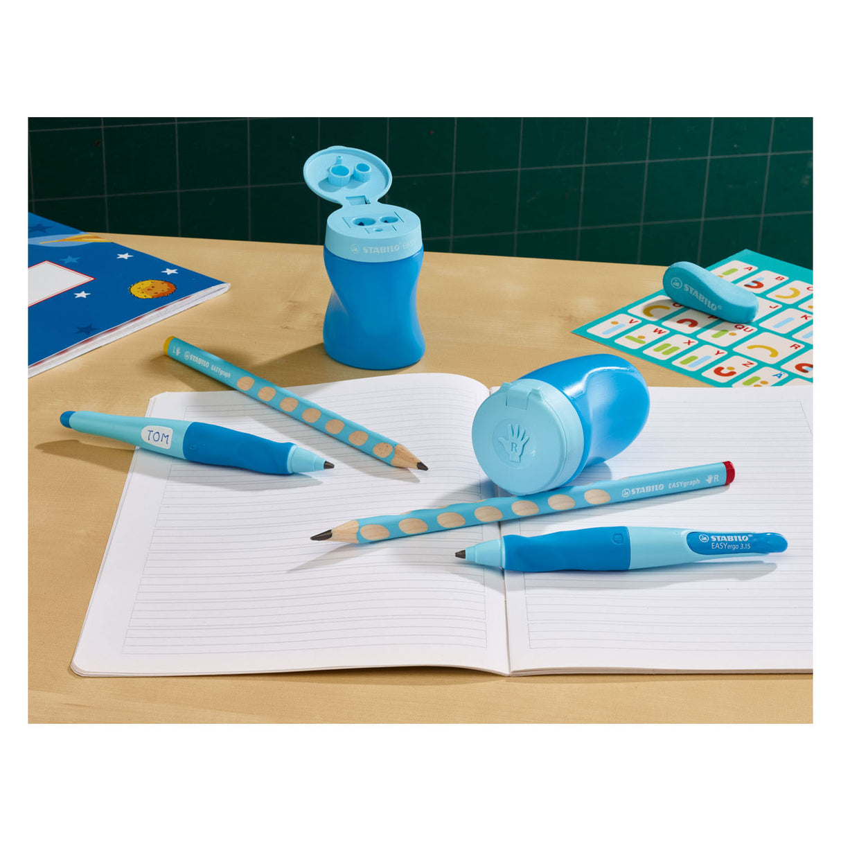 Stabilo EasySharpener - 3 in 1 Bleistift schärfer - blau auf der rechten Seite