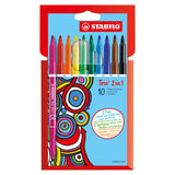 Stabilo trio 2 in 1 - viltstift en fineliner in een - set 10 stuks