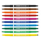 Stabilo Trio 2 in 1 - Filztip Stift und Fineliner in einem - Set 10 Stücke