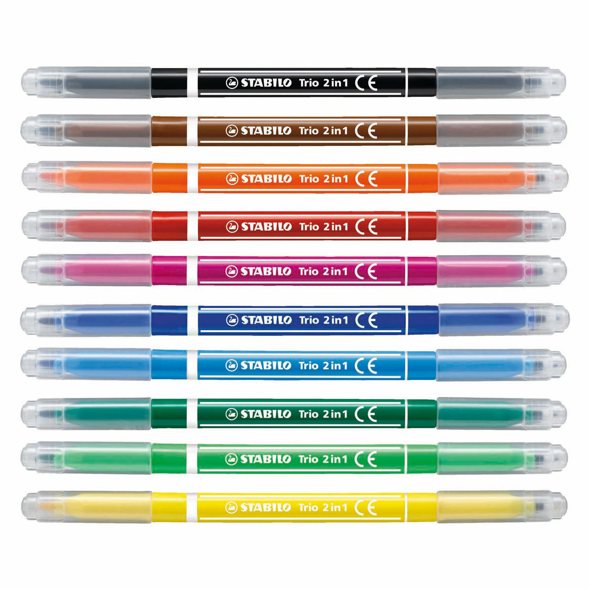 Stabilo trio 2 in 1 - viltstift en fineliner in een - set 10 stuks