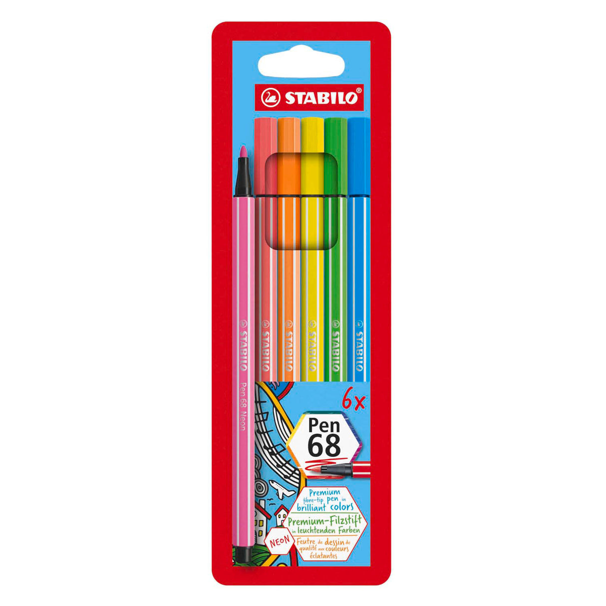 Stabilo Pen 68 - 6 fluoreszierende Farben