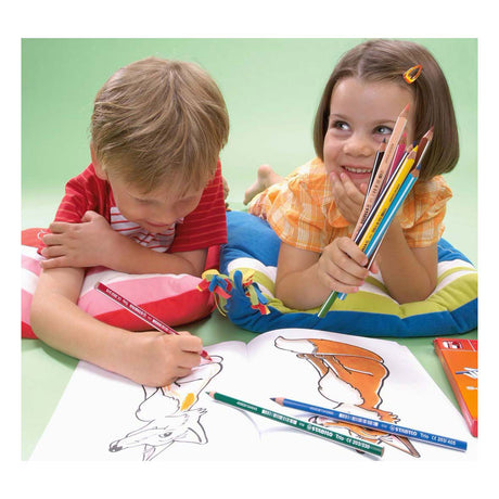 Stabilo Trio dick – dreieckige Buntstifte mit extra dicker Mine 4,2 mm – Etui mit 12 Farben