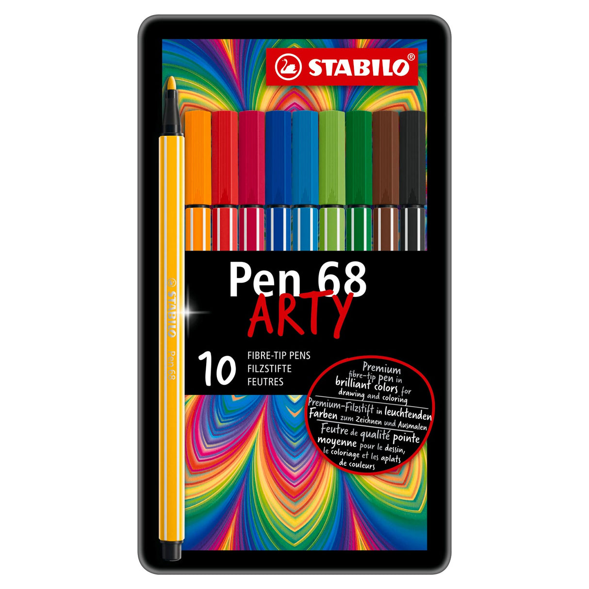 Stabilo Pen 68 w metalowym pudełku, 10 kl.