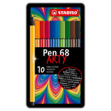 Stabilo Pen 68 w metalowym pudełku, 10 kl.