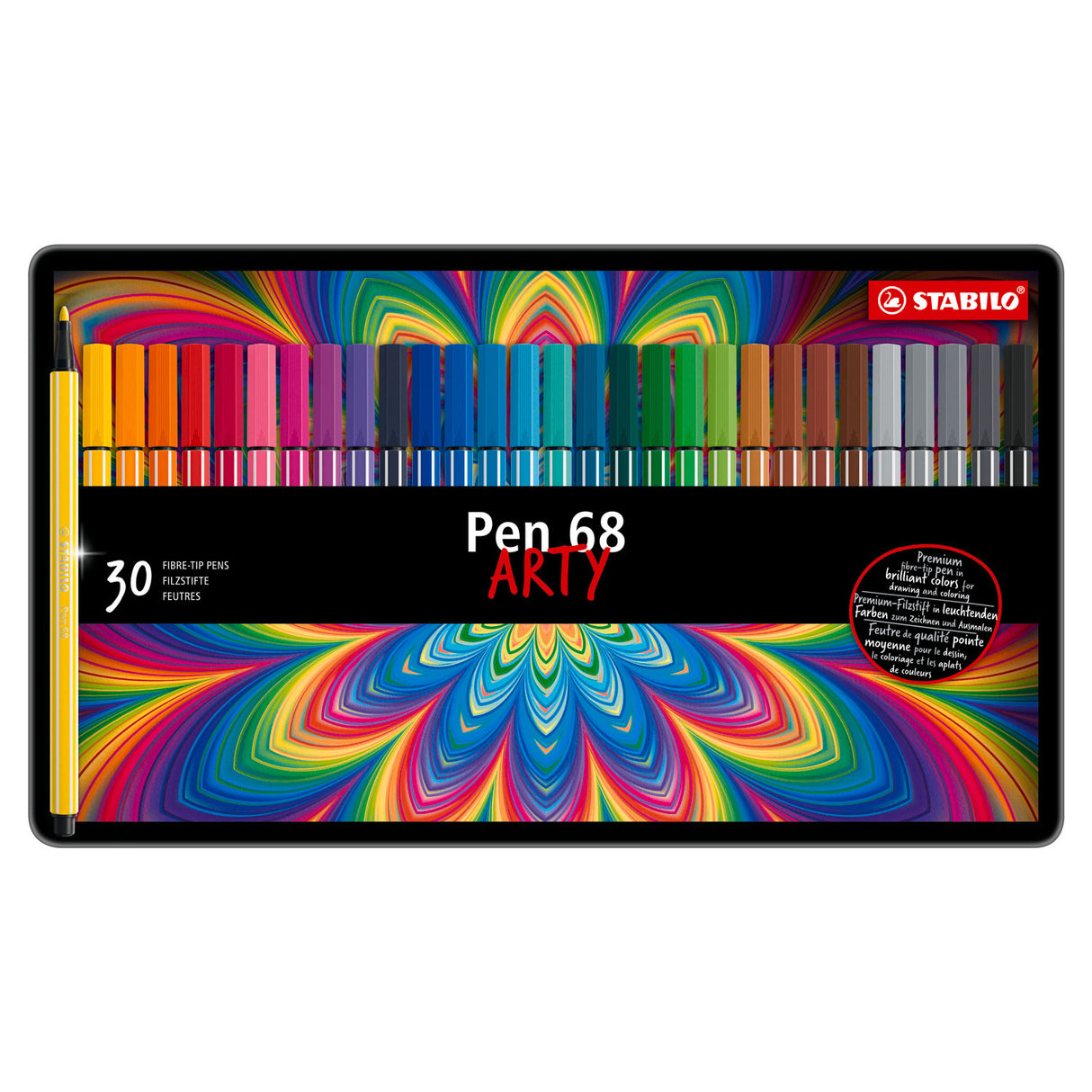 Stabilo Pen 68 i metallboks, 30KL.