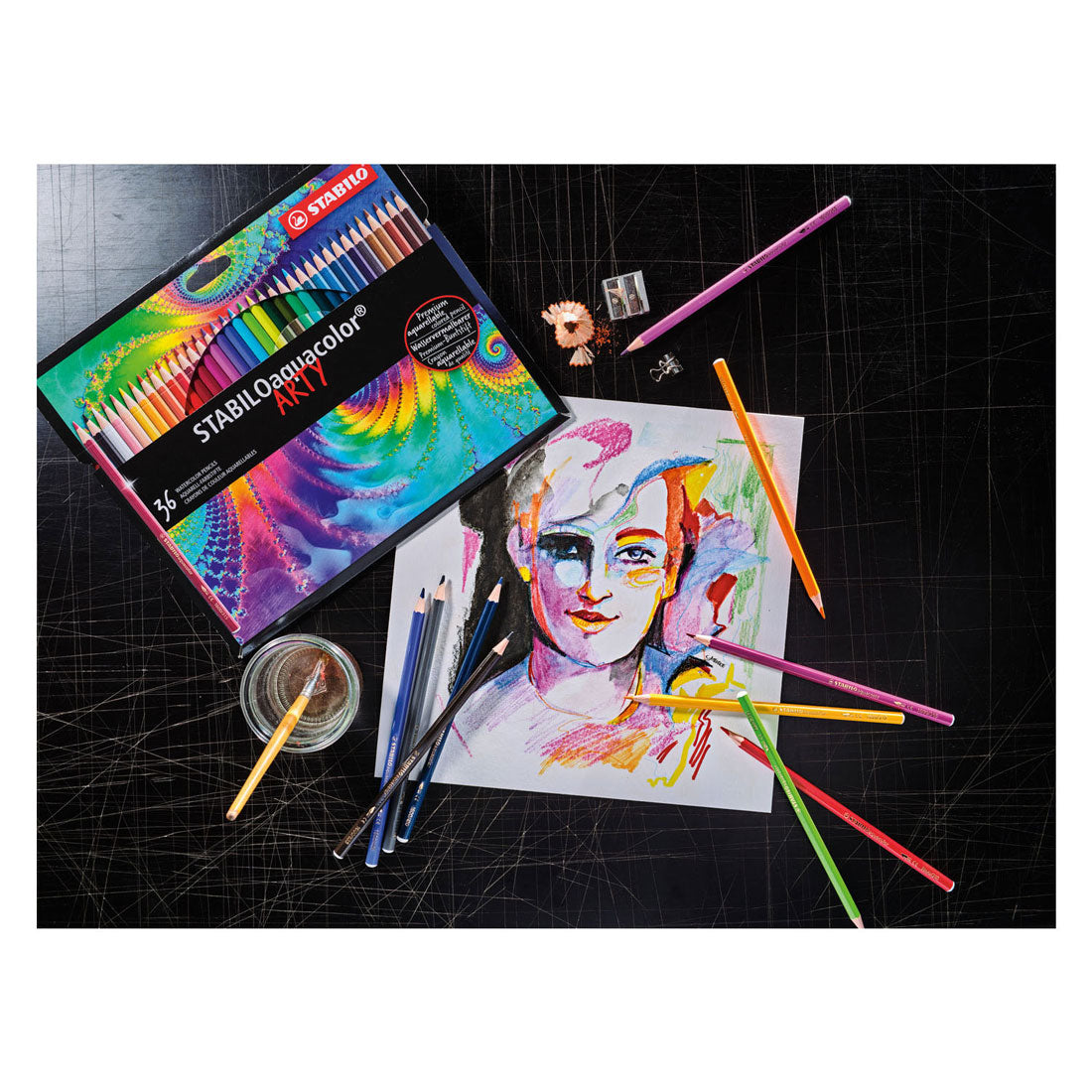 Stabilo aquacolor - Aquarell-Buntstift - Metallset 24-tlg.