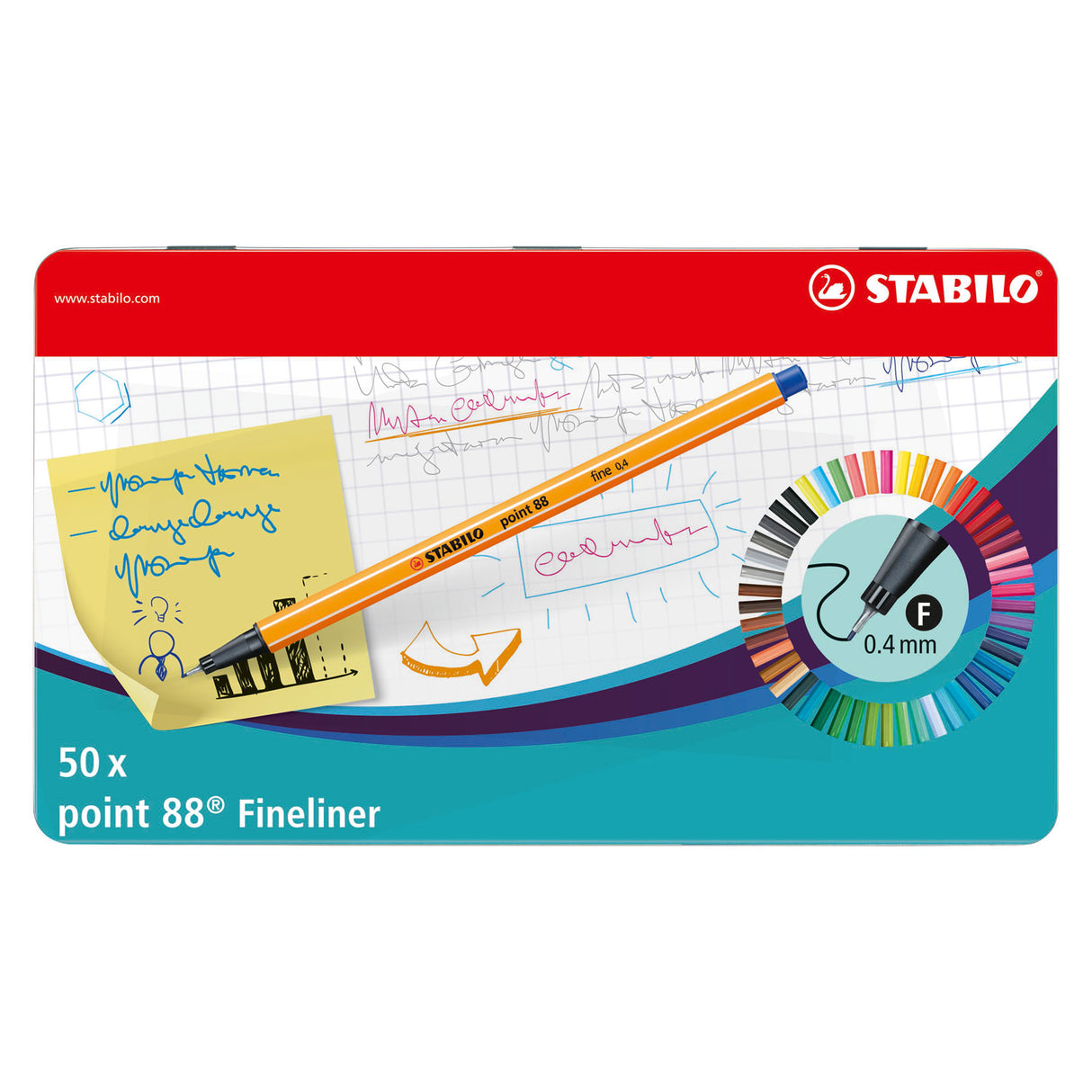 Stabilo Point 88 Metal Box Fineliners, 50 ..