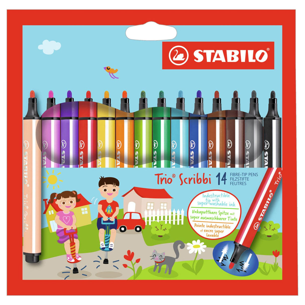 Stabilo Trio Scribbi FIENT -TIP PENS, 14ST.