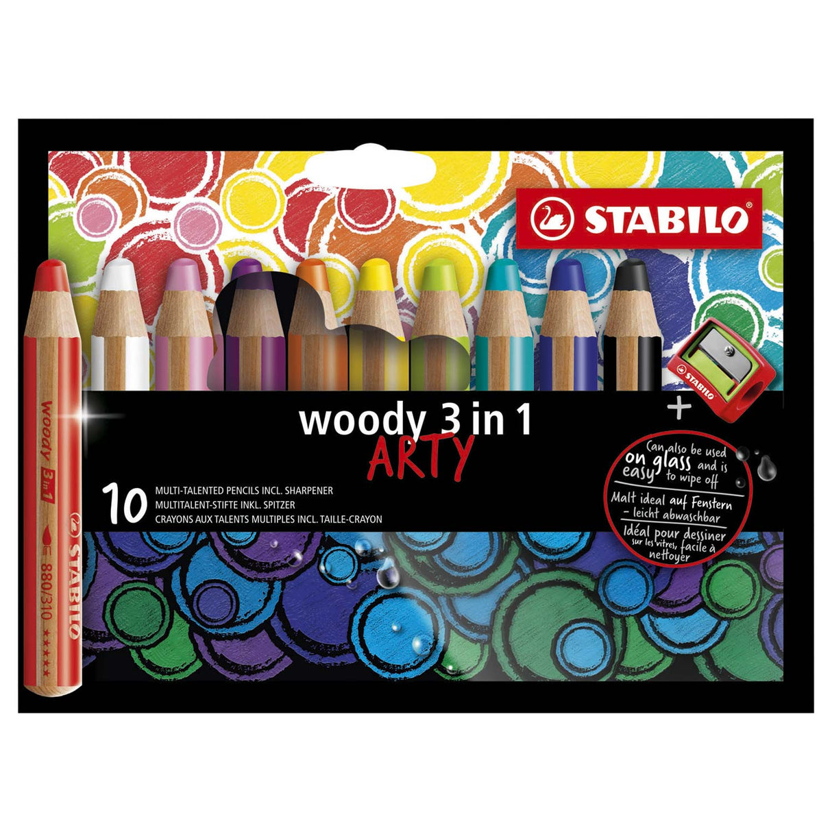 Stabilo Woody Arty farvede blyanter 10 farver + blyant Sharper