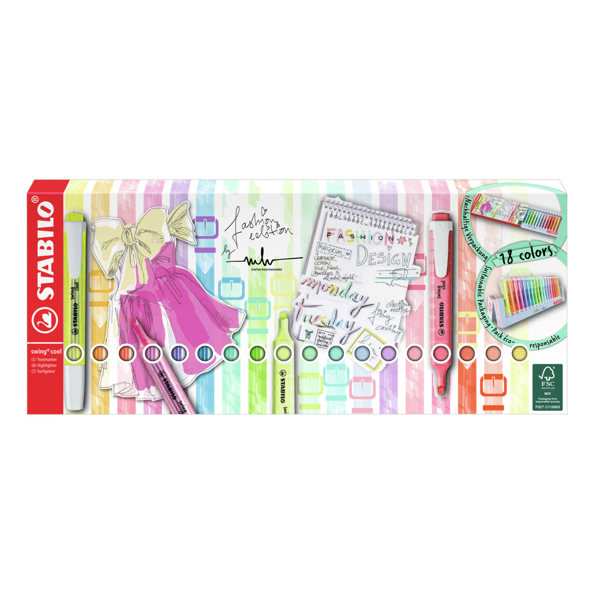 Stabilo swing cool markering stift 18 stykker desKset