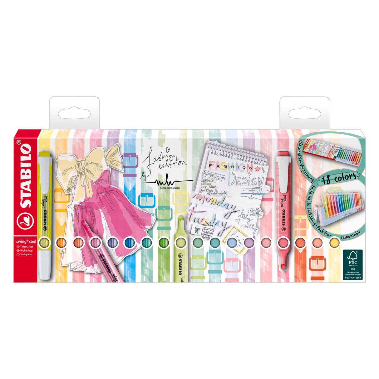 Stabilo swing cool - markeerstift - 18 stuks deskset