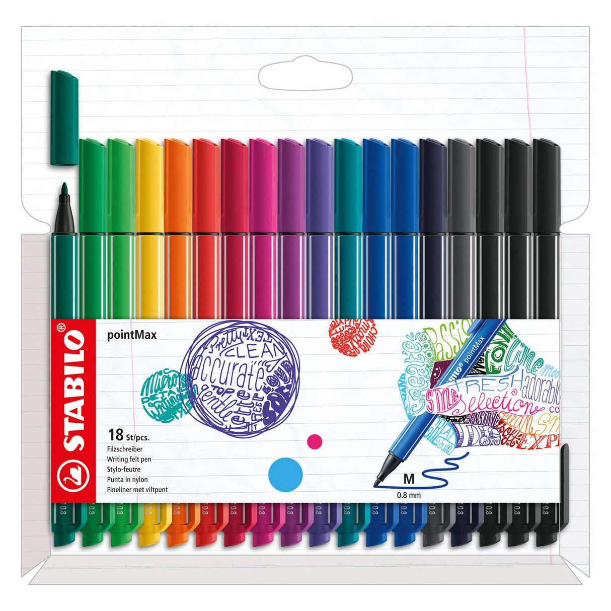 Stabilo pointmax - Hardtip Fineliner - Set mit 18 Stück