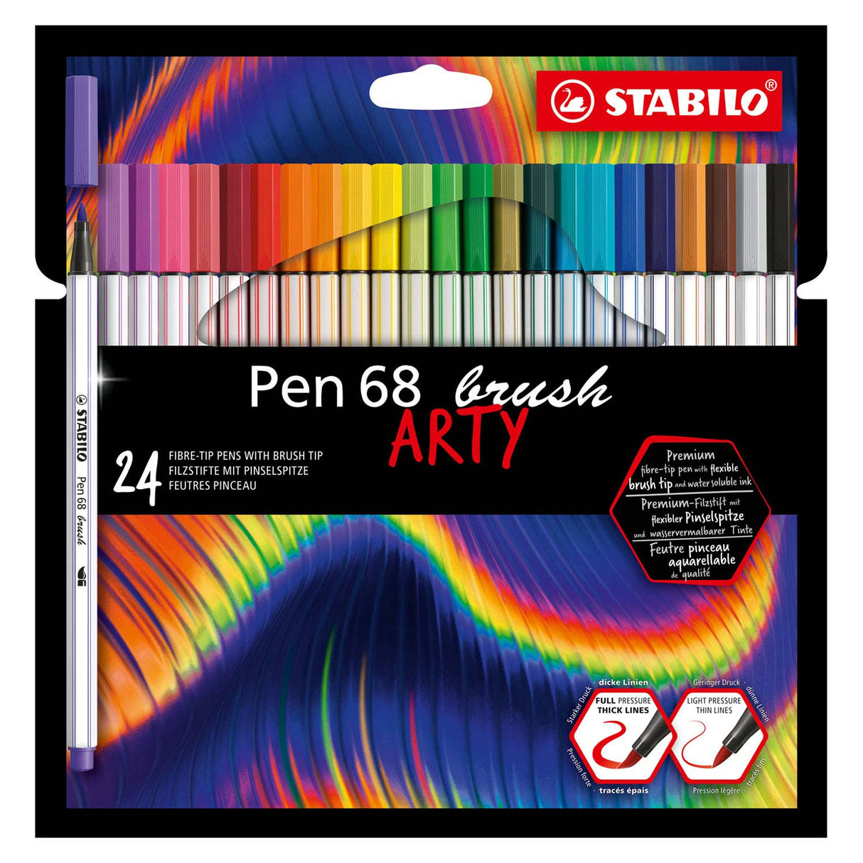 Stabilo Pen 68 Brush Arty Felt -Tip PENS 24 stycken