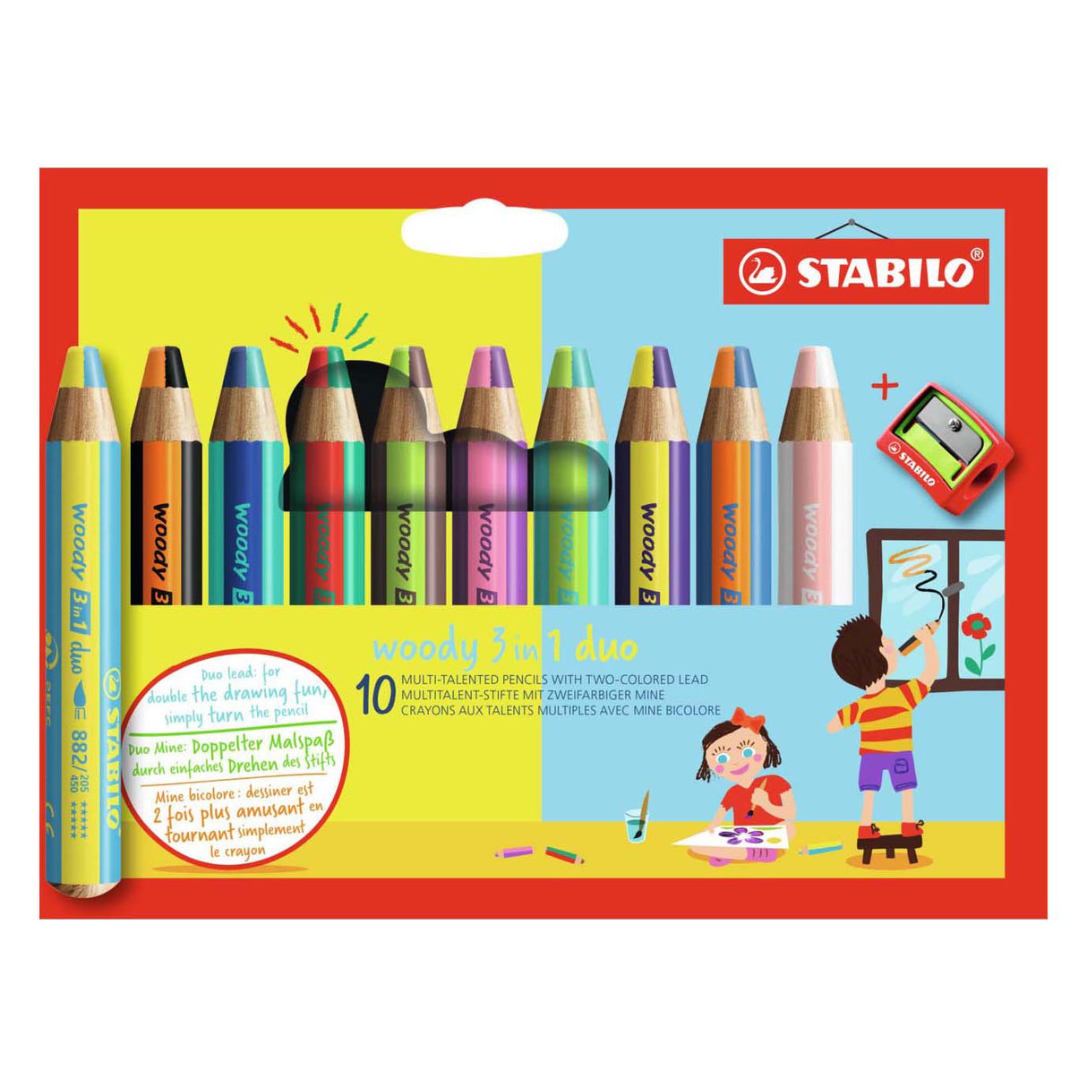 Stabilo Woody 3in1 Duo mat engem Bleistift Hadter, 11Dlg.