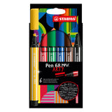 Stabilo Pen 68 Max Arty Felt -tip Pen z debelim dletnim vrhom 6 barv