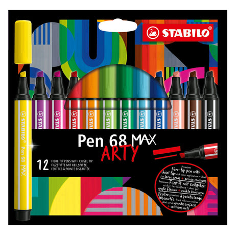 Stabilo Pen 68 Max Arty – Filzstift mit dicker Keilspitze – Set mit 12 Stück