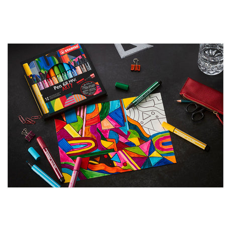 Stabilo Pen 68 Max Arty – Filzstift mit dicker Keilspitze – Set mit 12 Stück