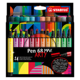 Stillo Pen 68 MAX ARTY FELT -TIP PEN avec un pic de ciseau épais 24 Couleurs