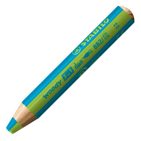 Stabilo woody 3in1 duo multitalent potloden - turquoise blad groen