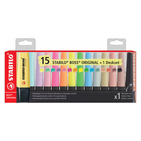 Stabilo Boss Original Pastell Naturfarben Textmarker Schreibtischset - 15-tlg.
