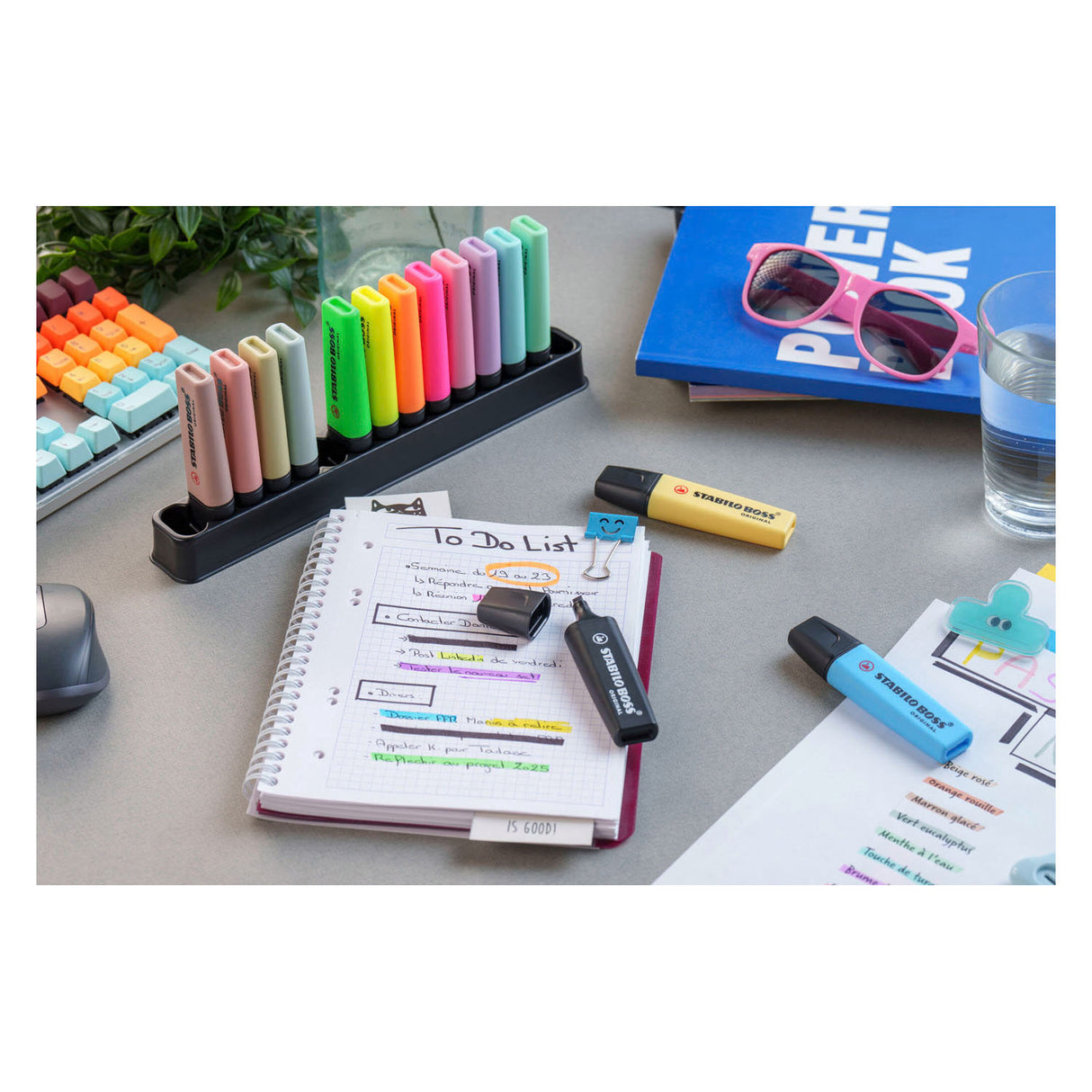 Stabilo Boss Original Pastell Naturfarben Textmarker Schreibtischset - 15-tlg.
