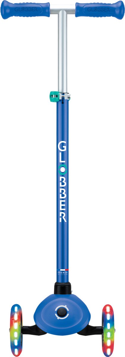 Globber 3-Rad-Roller – Primo Plus Lights Marineblau – Blau – leuchtende Räder – höhenverstellbar – von 3 bis 9 Jahren