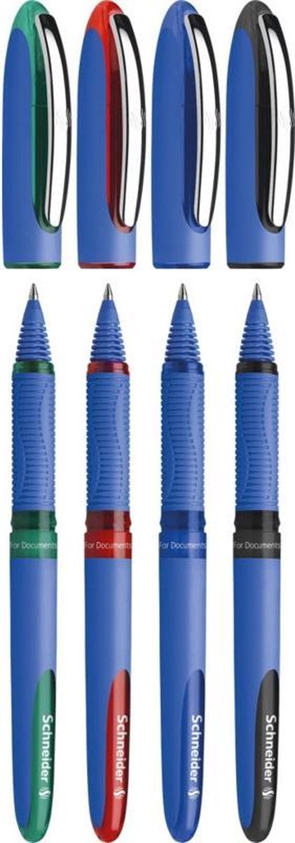 Schneider-Schreibgeräte Schneider-Tintenroller – ein Hybrid-C – Kegelspitze – Strichstärke 0,3 mm – 4 Stück in verschiedenen Farben – S-183194