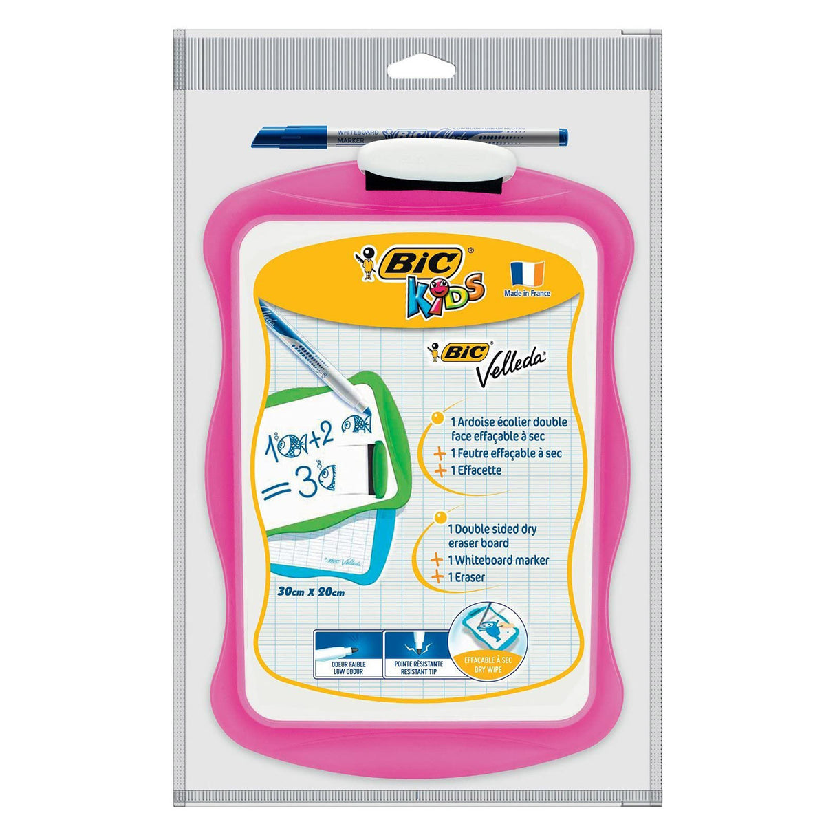 Bic doppelseitiges Whiteboard mit Radiergummi und Marker – Lernspielzeug.