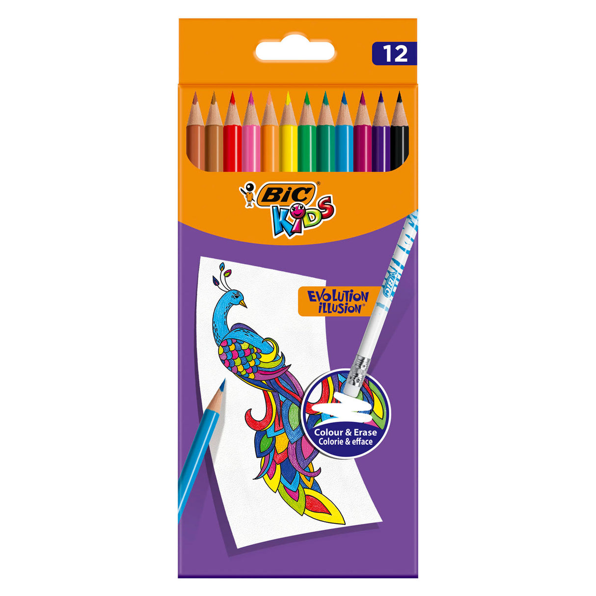 BIC Kids Evolution Crayons de couleur extérieuse, 12e.