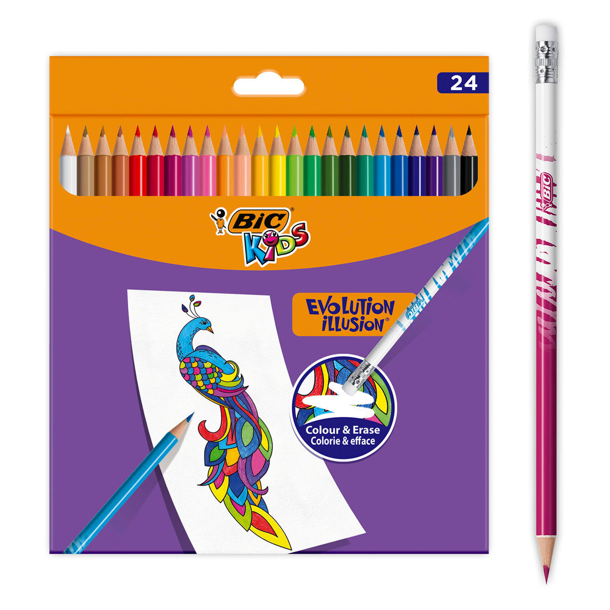 BIC Kids Evolution Crayons de couleur exhibitaires, 24SE.