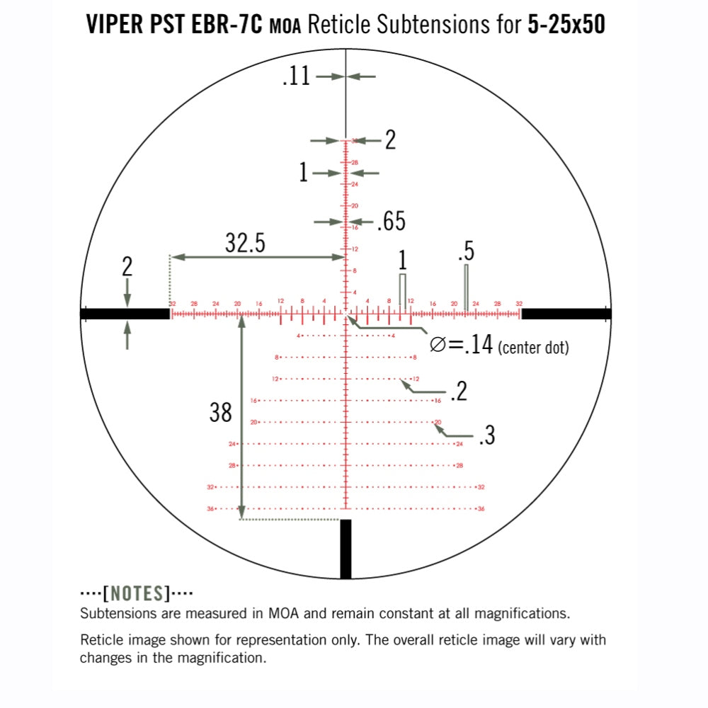 Vortex Viper PST Gen II 5-25x50 FFP Zielfernrohr, EBR-7C MOA