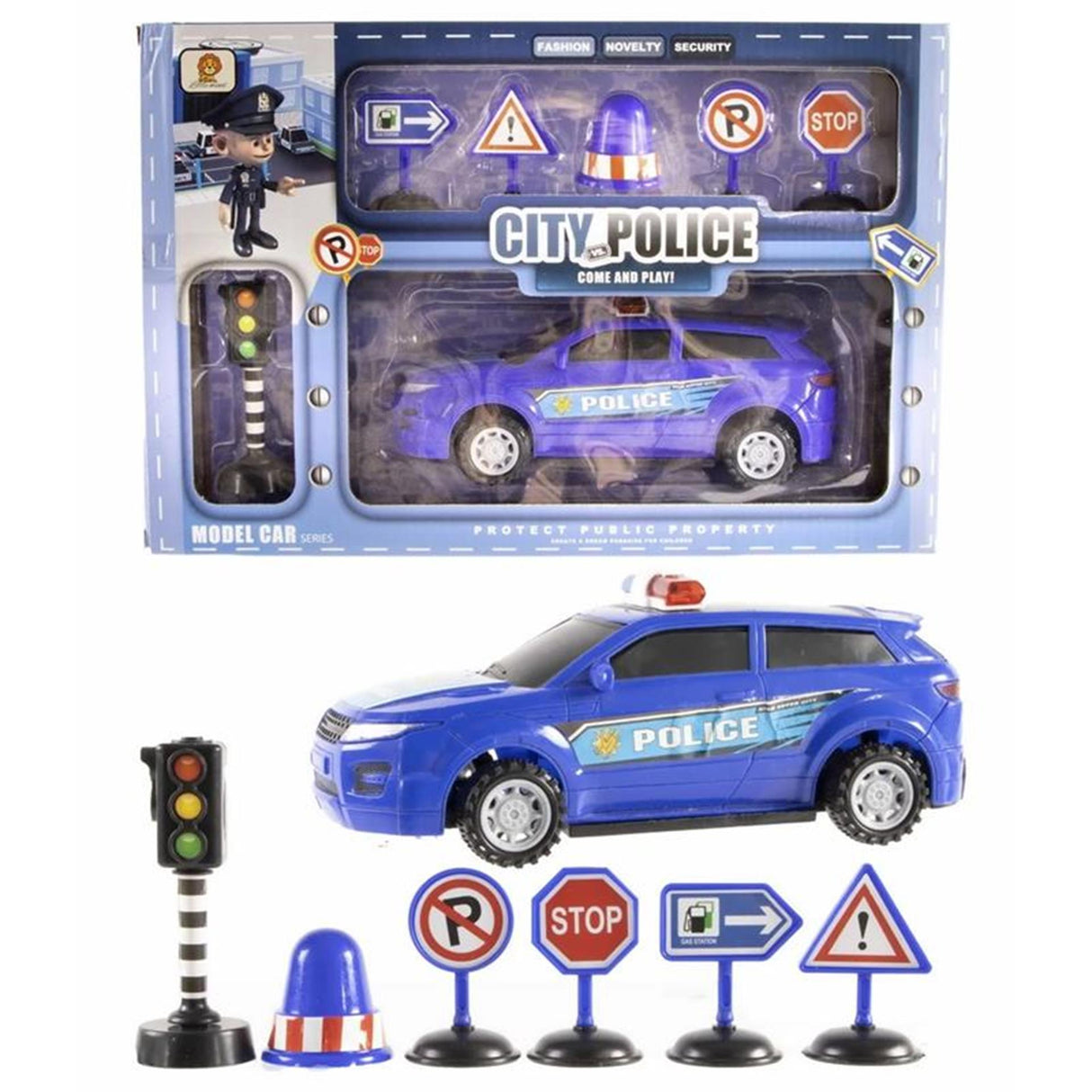 Auto-Polizei-Spielset 7-teilig 37x24,5cm