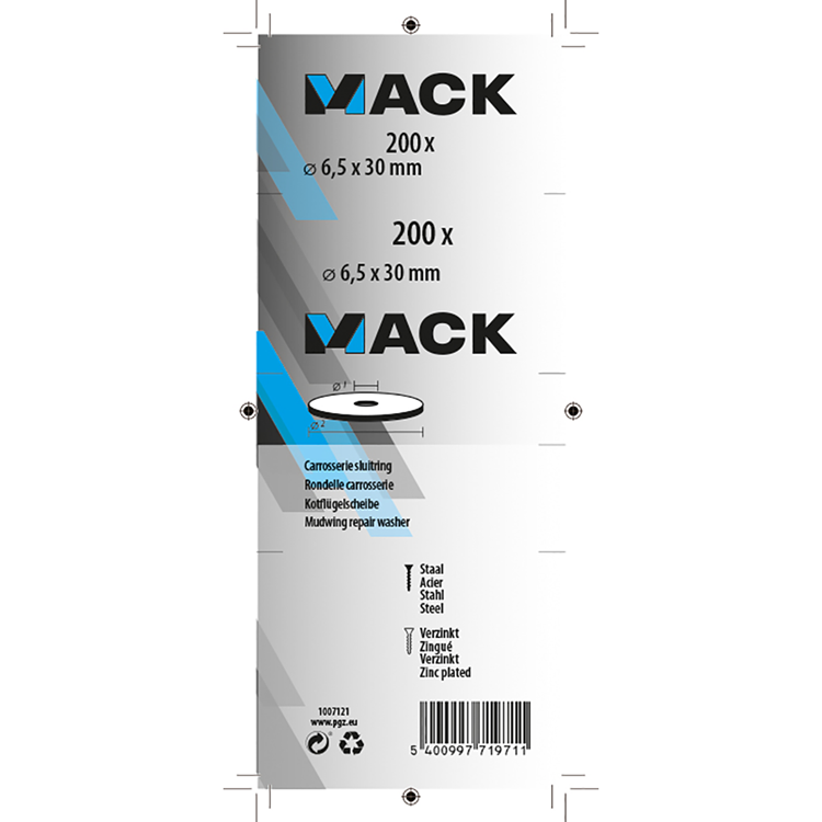 Mack 1007121 - carrosserieringen 200 st 6,5 x 30 mm | 3 stuks
