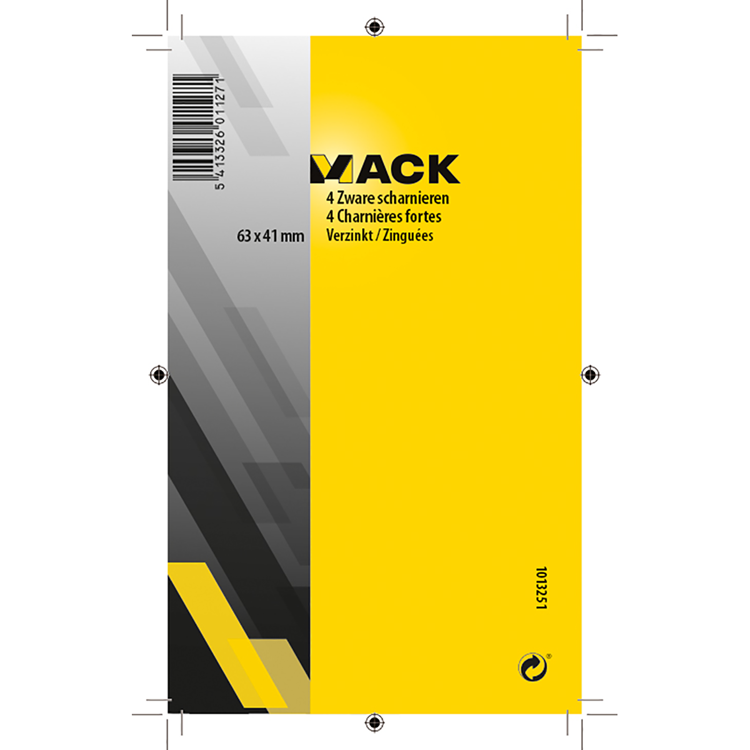 Mack 1013251 - 4 zware scharnieren verzinkt h 63 x b 41 mm | 5 stuks