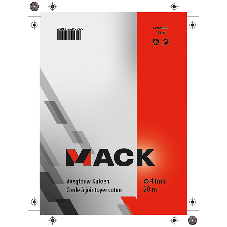 Mack 1014955 - voegtouw katoen 4mm-20m | 5 stuks
