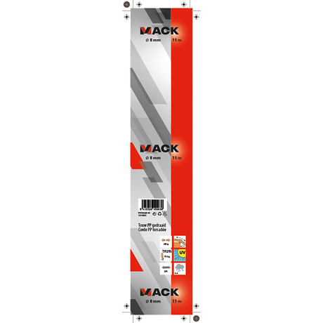 Mack 1013965 - pp gedraaid oranje streng 8mm 15m | 5 stuks